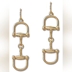 Brushed Gold Tone Equestrian Link Drop Earrings